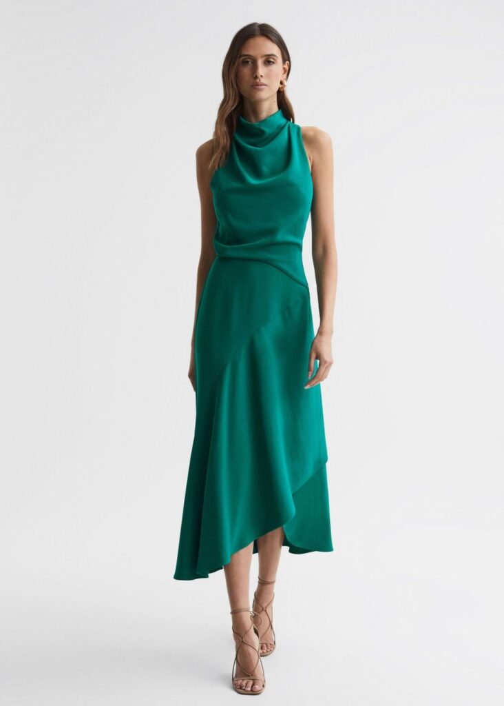 green black-tie wedding guest dress from Reiss